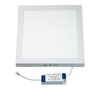 Popp® Plafon LED cuadrado 25W Luz fria 6000K PRO superficie para techo y pared IP20 LUMILEDS No Flicker aluminio Blanco (25W, Luz fría 6000K)