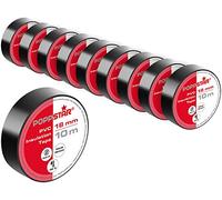 POPPSTAR Cinta aislante de PVC de 10 m (18 mm de ancho, 0,18 mm de grosor), negro, 10 rollos