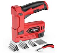POPULO Pistola grapadora eléctrica, 2 en 1, grapadora eléctrica Tacker 4V, kit de clavadora Brad inalámbrica de 4V, pistola de clavos alimentada por batería para tapicería, carpintería, bricolaje con