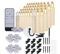 Porashine 10 velas de Navidad LED, impermeables, inalámbricas, mando a distancia con temporizador, parpadeo, intensidad regulable, velas de árbol de Navidad, para fiestas de Halloween, bodas, fiestas