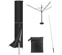 PORFOYO Funda protectora para tendedero giratorio, 170 x 32 cm, cubierta de tela Oxford 420D, con cremallera y bolsa de almacenamiento (negro)