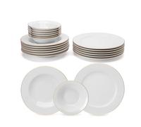 Porland Mina - Vajilla de Porcelana de 18 Piezas Dorada - Completa y Elegante