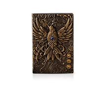 PORRASSO A5 Cuaderno de Cuero Impermeable Diario de Viaje Retro Bloc Notas Clásico Alivio Journal 100 Hojas 21.5x14.5cm pour Hombre Mujer Alumno Bronce Verde