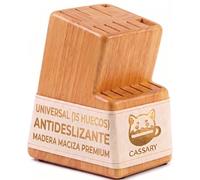 Porta cuchillos cocina universal 15 piezas Soporte cuchillos cocina hecho en madera maciza Tacoma sin cuchillos robusta Portacuchillos cocina con soporte para tijera Taco cuchillos cocina (Roble)
