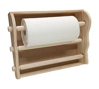 Porta Rollo de Cocina Triple de Madera Natural. Tamaño: 35,7x29,5x9,3 cm. Soporte de Madera para Cocina, Perfecto para Rollo de Papel, Papel de Aluminio, Papel de Cocina, Film Transparente. Porta