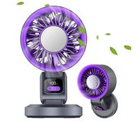 Portable Cooling Fan, Foldable Rechargeable Desk Air Cooler, Hanging Hook Mini Fan for Home Office Bedroom Travel Outdoor Summer Work Beach Personal Cooling Device Strong Airflow Compact Design