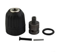 Portabrocas sin llave de 0,8-10 mm con rosca de 3/8-24UNF y adaptador de enchufe cuadrado de 1/2 pulgada, adecuado para taladros de 1050 W, construcción de metal con agarre seguro