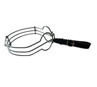 Portacazas de piel y acero inox redondo. Diámetro del metal 14cm. Doble colgadero.