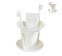 Portacepillos | con Base Cerámica Estable, Ranuras Drenantes | Portacepillos Cerámico - para Pasta Dientes, Bolígrafo, Peine, Maquinilla De Afeitar, Oficina, Hogar, Dormitorio