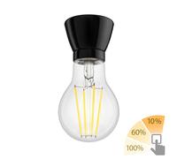 Portalámpara de porcelana E27 MINZ redondo negro incl. lámpara E27 (blanco