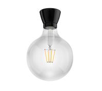 Portalámpara de porcelana E27 MINZ redondo negro incl. lámpara E27 (blanco