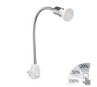 ledscom.de Portalámpara LESCH lámpara de lectura interruptor de cuello de cisne cromo GU10 Lámpara LED blanca regulación en 3 niveles: máx. 609lm