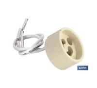 Portalámparas cerámica 2a250v con casquillo gz10 y 150mm cable