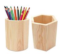 Portalápices de Bambú, 2 Piezas Portalápices de Madera Redondo, Portalápices de Madera, Portalápices Redondo de Madera para Guardar Bolígrafos, Lápices, Brochas de Maquillaje y Objetos Pequeños