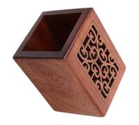 Portalápices de Madera Marrón Tallado para Escritorio y oficina | Diseño Calado y Tallado, Madera Maciza Resistente, para Bolígrafos, Tijeras y Orden Diario