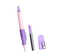 Portaminas automático de 2 mm con sacapuntas y caja de recambios, lápiz automático ergonómico para escribir, bocetar, ayudante de escritura a mano para niños