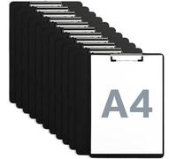Portapapeles A4, 22,5 x 31,5 cm, portapapeles de plástico A4 con pinza de metal y lazo para colgar, portapapeles de polipropileno con almacenamiento para oficina y hogar (12, reforzado)