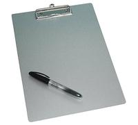 Portapapeles A4 de aluminio/placa de escritura de metal con esquinas redondeadas, fuerte pinza y ojal para colgar