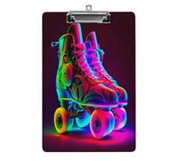 Portapapeles acrílico A4 con diseño de patines de ruedas arcoíris neón
