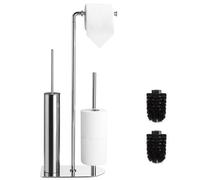 Portarollos Papel higienico con escobillero y Almacenamiento, portarrollos baño y Aseo de Invitados, portarollos Papel higienico Cromado Resistente a la oxido Moderno sin Taladro (Cromo)