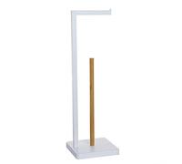 Portarollos Pie Baño Bambu Blanco Papel Higienico 64 cm