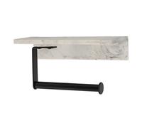 Portarrollos de Baño con Estante Multifunción - Diseño Premium: Efecto Mármol/Negro o Bambú/Blanco - Instalación con Adhesivo 3M Sin Taladro - 18 x 9.5 cm