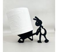 Portarrollos de papel higiénico con diseño de hormigas, resina ABS negra impresa en 3D con diseño de carrito de empuje | Dispensador de TP para baño sin taladrar