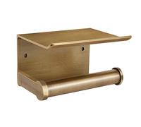 Portarrollos de Papel higiénico con Estante, Montaje en Pared, Soporte para Papel higiénico con Estante, Autoadhesivo 3M, Aluminio (Bronce Dorado)