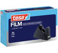 Portarrollos de sobremesa tesafilm (para cintas de 66 m), color negro | Dispensador robusto para rollos grandes - Manejo con una mano - Base antideslizante y cuchilla dentada afilada