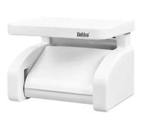 Portarrollos para Papel Higiénico de Pared con Ventosas de Fijación, Soporte para Papel Higienico, Portarollos de Adhesivo, Estante de Almacenamiento y Corte, Blanco