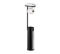 Relaxdays Portarrollos con estante negro