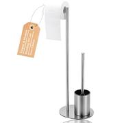 Portarrollos y escobillero de Acero Inoxidable para baño | Conjunto de suelo compacto, acabado resistente y fácil acceso junto al inodoro