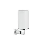Portavasos Gessi Inciso para montaje en pared, con vaso fijo blanco mate, 58507031, Color: cromado