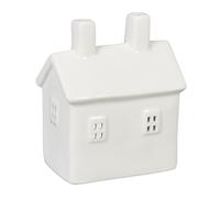 Portavelas casa casita de cerámica portacandelas blanco 270 g 12 cm casa de luz