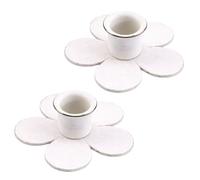Portavelas de metal con forma de flor blanca de 8 cm de diámetro, juego de 2 unidades, portavelas redondas en forma de flor para velas de varilla de 2,2 cm de diámetro, decoración de mesa de primavera