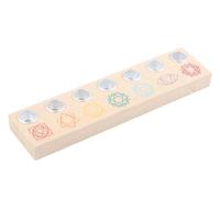 Portavelas energético de madera chakra, diseño elegante para 7 velas cónicas, ambiente holístico, meditación y yoga, artesanía, detalles intrincados, decoración espiritual versátil para el hogar