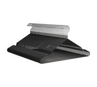 PORTENTUM Perchas de Metal con Revestimiento de Goma Antideslizante, Set de 50, Negro - Perfil Fino Ahorra Espacio, Resistentes para Ropa Pesada, Muescas para Vestidos y Barra para Pantalones
