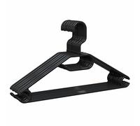 PORTENTUM Set de 10 Perchas de Plástico Reciclado 100% para Todo Tipo de Ropa - Gancho Giratorio 360º - Ahorra Espacio - Soporte para Accesorios - Ganchos para Vestidos y Blusas - Negras