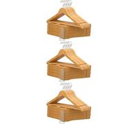 PORTENTUM Set de 20 Perchas de Madera para Ropa, Color Natural. Gancho Giratorio 360º, Perchas Pantalones, Colgador Antideslizante para Trajes, Chaquetas y Camisas, Muescas para Vestidos y Blusas