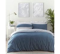 Portfolio Home Harvard - Juego de Cama Reversible con diseño de Rayas, Color Azul