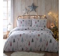 Portfolio Home Juego de Funda de edredón con Fundas de Almohada, 100% algodón Cepillado Suave y Acogedor, diseño de árboles Festivos de Bosque Alpino