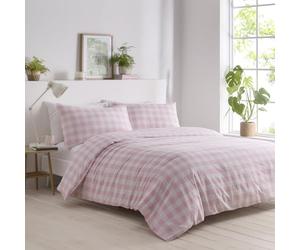 Portfolio Home Juego de Funda de edredón y Fundas de Almohada a Cuadros Rosa para Cama Doble y fácil de cuidar, Color Rosa