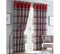 Portfolio Orleans Check - Cortinas Superiores con Anillas y Ojales a Rayas Totalmente Forradas (46 x 54 Pulgadas) de Ancho, Tela, 46 x 54 Pulgadas