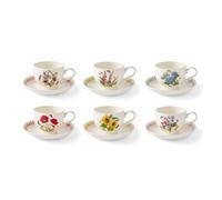 Portmeirion Botanic Garden Meadow - Juego de 6 tazas de té y platillos