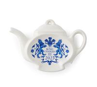 Portmeirion Home & Gifts Spode King Charles III Coronation Bolsa de té, diseño Azul y Blanco, Fabricado en Reino Unido, 14 cm x 10 cm