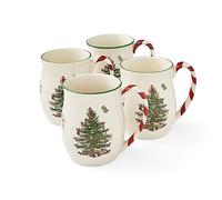 Portmeirion Spode - Juego de 4 tazas de árbol de Navidad con asas de menta