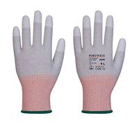 Portwest A696 LR13 ESD - Guantes de corte de dedos (poliuretano, 12 pares), color gris y blanco