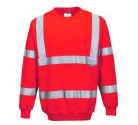 Portwest B303 Sudadera Reflectante Cinta en Patrón Bio Motion Manga Larga | Rojo, 2XL, Certificado CE, EN ISO 20471 Clase 3, Tejido Clasificado UPF 40+, Corte Estándar, Unisex, 65% Poliéster, Ligero