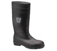 Portwest Bota Wellinton Classic S4, Tamaño 44, Color Negro, FW94BKR44