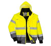 Portwest Cazadora Contrast de alta visibilidad, Amarillo/Gris, XXL - C465YGYXXL